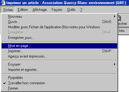 choisir Mise en page... dans le menu Fichier